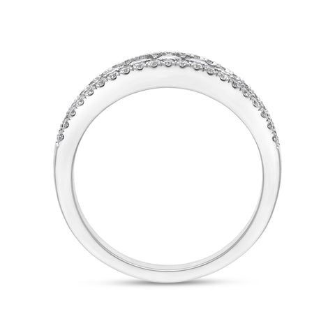 18ct White Gold 0.77 Diamond 3 Row Grad Claw Set Eternity Ring