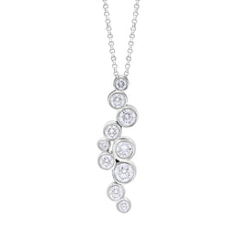 18ct White 1.02 Diamond 10st Bubble Pendant & Chain