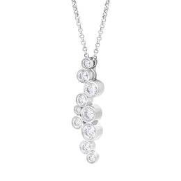 18ct White 1.02 Diamond 10st Bubble Pendant & Chain