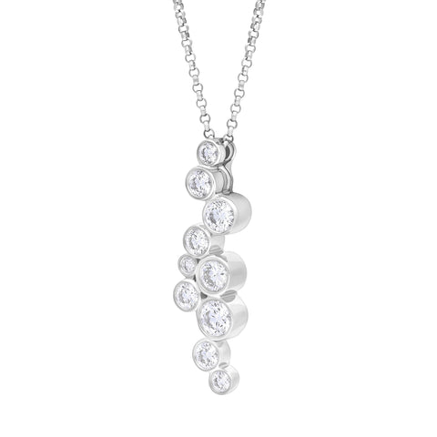 18ct White 1.02 Diamond 10st Bubble Pendant & Chain