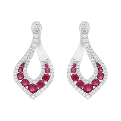 18ct White Gold 2.75ct Ruby and 0.41ct Diamond Open Twist Earrings