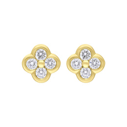 18ct Yellow Gold 0.25 4 Stone Diamond Cluster Stud Earrings
