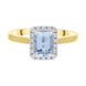 18ct Yellow Gold 0.86 Auquamarine 0.18 Diamond 18x1 Ecut Claw Centre Cluster Ring