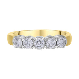 18ct Yellow Gold 0.64 Diamond 5 Stone Eternity Ring