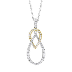 18ct Yellow and White Gold 0.45 Diamond 2 Drop Shape Pendant & Chain
