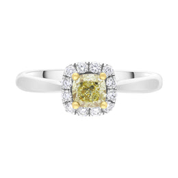 18ct White Gold .51ct Yellow Diamond .17 Cush Micro 18ct Yellow Gold Claw Cluster Ring