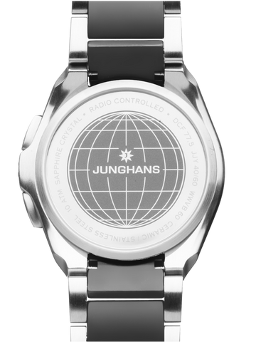 Junghans Spektrum Mega Solar Watch with black dial, steel bracelet, steel case