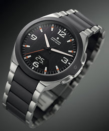 Junghans Spektrum Mega Solar Watch with black dial, steel bracelet, steel case