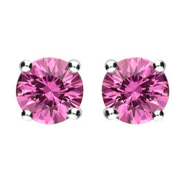 00151393 18ct White Gold 1.30ct Pink Sapphire Solitaire Stud Earrings, FEU-1645.