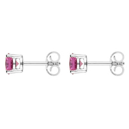 00151393 C W Sellors 18ct White Gold 1.11ct Pink Sapphire Solitaire Stud Earrings, FEU-1645.