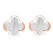 18ct Rose Gold White Mother of Pearl Bloom Four Leaf Clover Stud Earrings