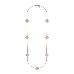18ct Rose Gold WHITE MOP Bloom Long Marquise Flower Necklace