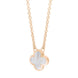 18ct Rose Gold White Mother of Pearl Bloom Small Four Leaf Clover Polished Edge Pendant