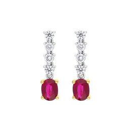 18ct White Gold 0.76ct Ruby 0.31ct Diamond Drop Earrings