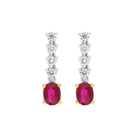18ct White Gold 0.76ct Ruby 0.31ct Diamond Drop Earrings