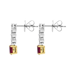 18ct White Gold 0.76ct Ruby 0.31ct Diamond Drop Earrings