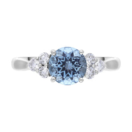 18ct White Gold 1.09ct Aquamarine 0.30ct Diamond Three Stone Ring