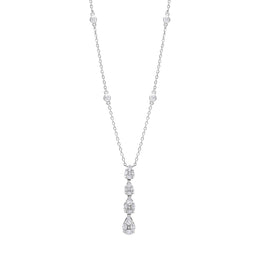 18ct White Gold 0.89ct Diamond Drop Necklace