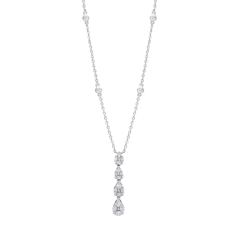 18ct White Gold 0.89ct Diamond Drop Necklace