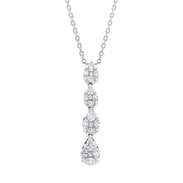 18ct White Gold 0.89ct Diamond Drop Necklace