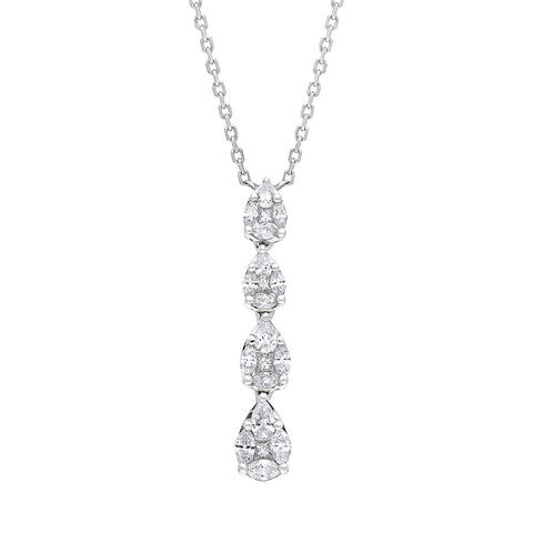18ct White Gold 0.89ct Diamond Drop Necklace