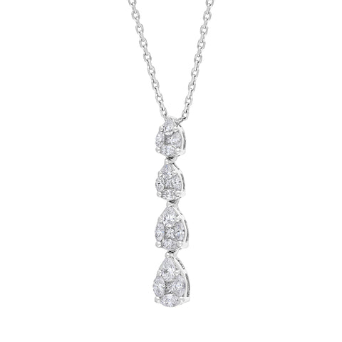 18ct White Gold 0.89ct Diamond Drop Necklace