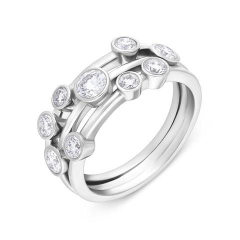 18ct White Gold 0.85ct Diamond Bubble Ring