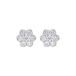 18ct White Gold 0.27ct Diamond Flower Cluster Stud Earrings