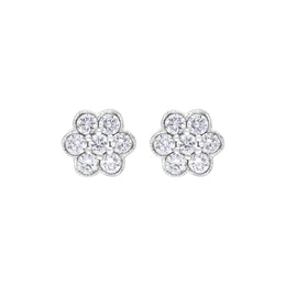 18ct White Gold 0.27ct Diamond Flower Cluster Stud Earrings