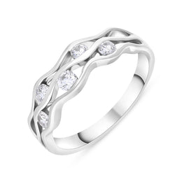 18ct White Gold 0.35ct Diamond Tension Set Wave Ring