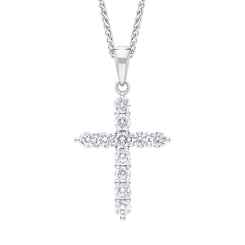 18ct White Gold 0.50ct Diamond Cross Necklace, FEU-3028.