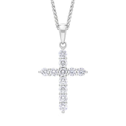 18ct White Gold 0.50ct Diamond Cross Necklace, FEU-3028.