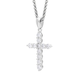 18ct White Gold 0.50ct Diamond Cross Necklace, FEU-3028.