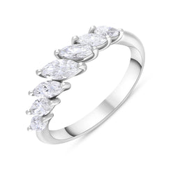 18ct White Gold 0.94ct Diamond Graduating Marquise Ring