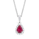 18ct White Gold 0.79ct Ruby 0.19ct Diamond Cluster Pear Pendant