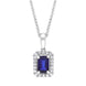 18ct White Gold 0.60ct Sapphire 0.14ct Diamond Pave Necklace