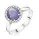 18ct White Gold Star Sapphire Diamond Oval Cluster Ring, PJW-409