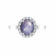 18ct White Gold Star Sapphire Diamond Oval Cluster Ring, PJW-409