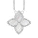 18ct White Gold WHITE MOP Bloom Large Marquise Flower Necklace