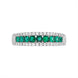18ct White Gold Emerald Diamond Nine Stone Tension Set Graduating Half Eternity Ring