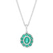 18ct White Gold Emerald Diamond Cluster Oval Pendant, FEU-2606. 
