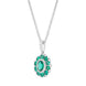 18ct White Gold Emerald Diamond Cluster Oval Pendant