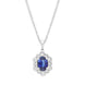 18ct White Gold Sapphire Diamond Cluster Oval Pendant, FEU-2607.