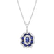 18ct White Gold Sapphire Diamond Cluster Oval Pendant, FEU-2608.