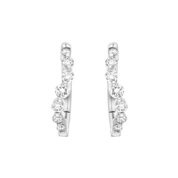 18ct White Gold Diamond 0.32ct Claw Set Hoop Earrings