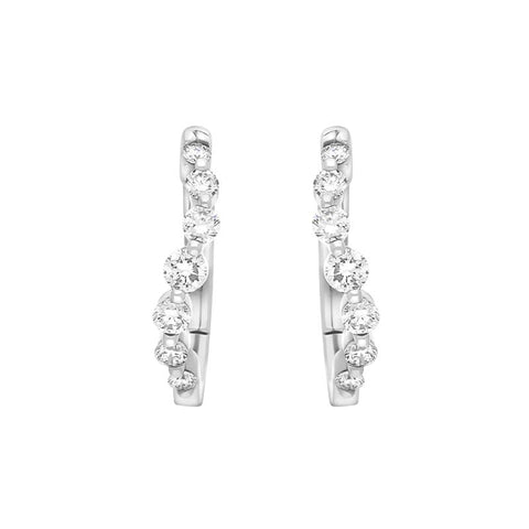 18ct White Gold Diamond 0.32ct Claw Set Hoop Earrings