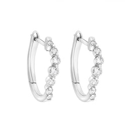 18ct White Gold Diamond 0.32ct Claw Set Hoop Earrings