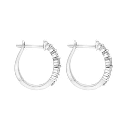 18ct White Gold Diamond 0.32ct Claw Set Hoop Earrings