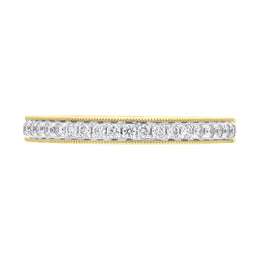 18ct Yellow Gold 0.20ct Diamond Half Eternity Millgrain Ring