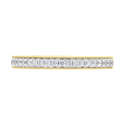 18ct Yellow Gold 0.20ct Diamond Half Eternity Millgrain Ring